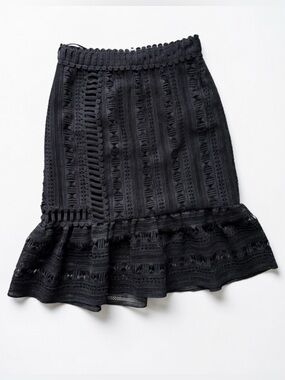 Women's Black Lace High-Low Ruffle Skirt
